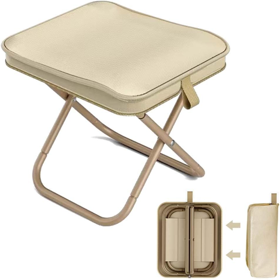 Tragbarer Klapphocker, Klapphocker Für Camping, Klapphocker Aus Hochfestem Kohlenstoffstahl, Robust Und Langlebig, Für Erwachsene Auf Reisen, Beim Angeln, Grillen Und Als Campingbank (weiß/1)