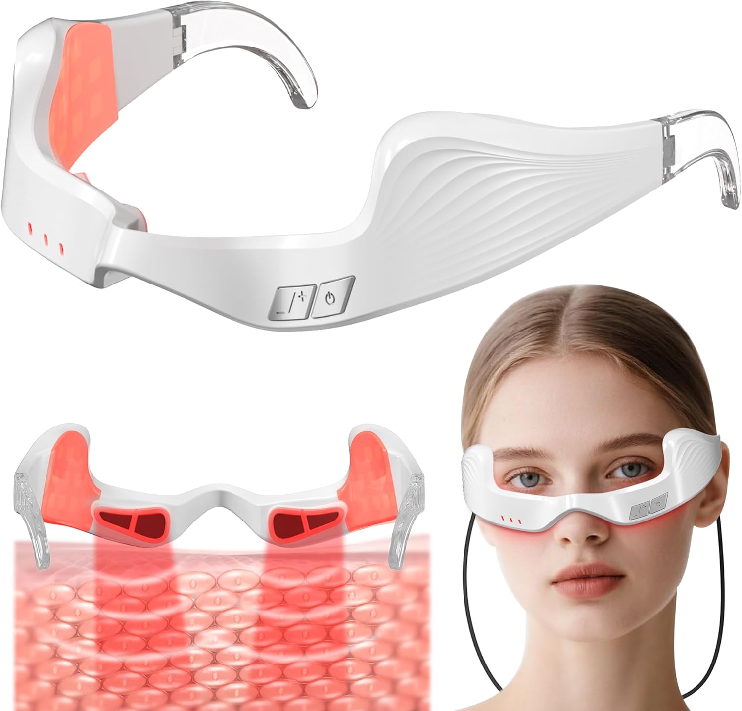 Unter Dem Rotlicht-augentherapiegerät, 650nm Rotlichttherapie-augenmassagegerät Zur Linderung Von Tränensäcken, Augenmüdigkeit Und Augenringen.