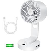 4000 Mah Tischventilator, Automatischer, Oszillierender, Leiser Usb-ventilator Mit 120° + 110° Neigung, Wiederaufladbarer, Leiser Ventilator Für Camping, Büro, Bibliothek Und Zuhause (weiß)