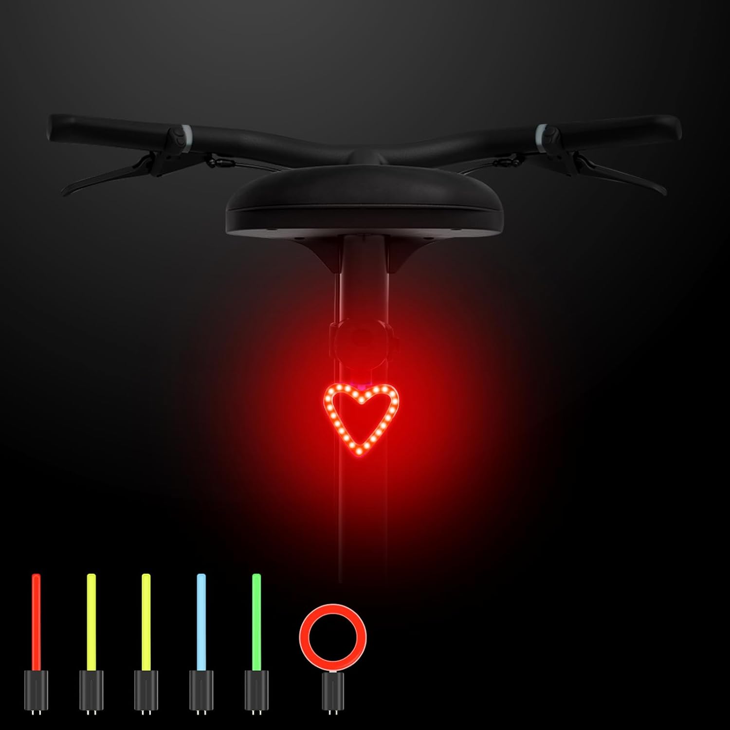 Fahrradrücklicht, Wiederaufladbare Led-rückleuchte, 7 Leuchtmodi, Rückleuchten In 3 Formen – Herz, Ring Und Streifen, Ip63 Wasserdicht, Niedliches Fahrradzubehör