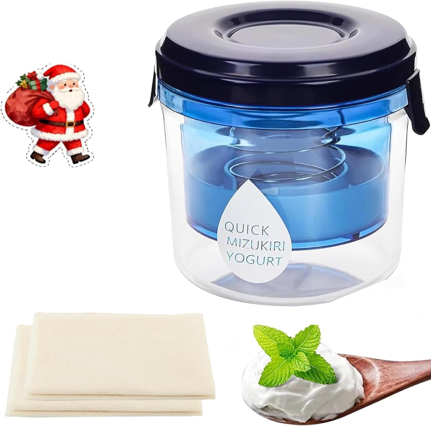 Griechischer Joghurtfilter, Joghurtfilter Mit Filtertuch, Für Den Hausgebrauch Oder Kleine Mengen (450 Gramm) Für Dickflüssigen Griechischen Joghurt Oder Käse, 15 X 15 X 14 Cm