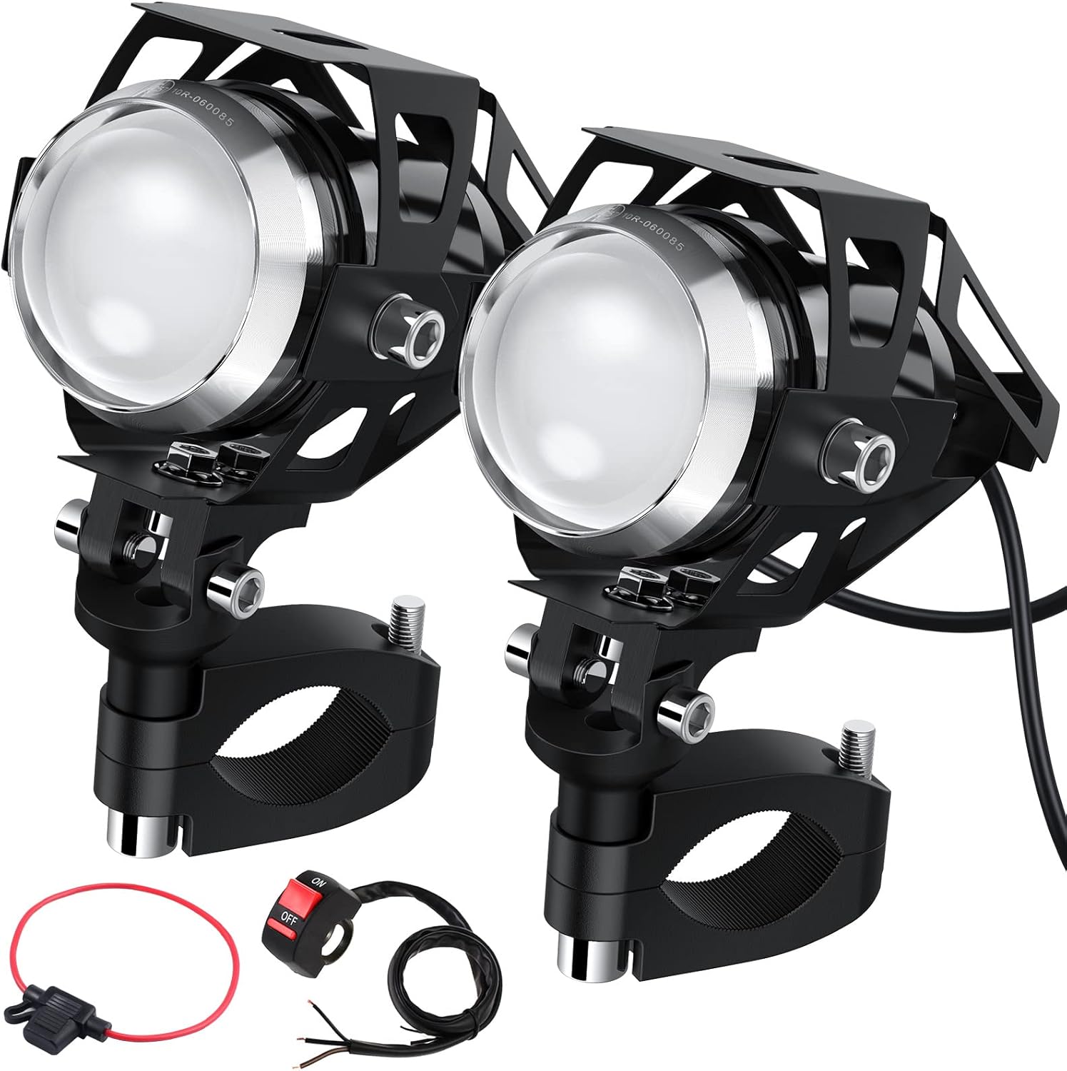 2 Stück 15w U5 Motorradscheinwerfer, Led-motorradleuchten Mit Druckknopfschalter, E57 360° Universal-verstellhalterung, Motorradscheinwerfer, Motorrad-frontleuchten Für 12/24v Fahrzeuge
