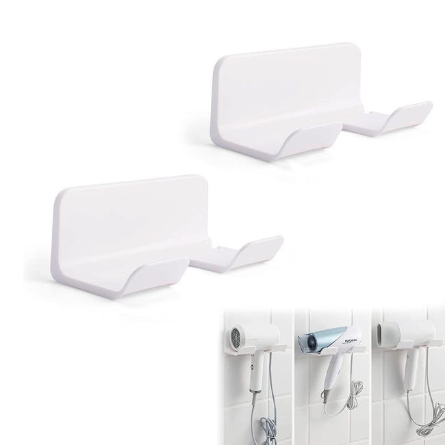 2 Stück Haartrockner-halter Ohne Bohren, Wandmontierter Haartrockner-halter, Kunststoff-haartrockner-halter, Haartrockner-aufbewahrungs-organizer (weiß)