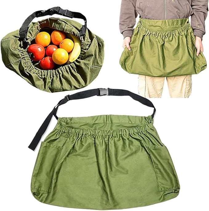 Gartenschürze Für Die Ernte, Gürteltasche Mit Taschen Für Den Außenbereich, Verstellbare Und Robuste Aufbewahrung Für Gartengeräte, Halbe Gartenschürze, Große Tasche Zum Beerenpflücken