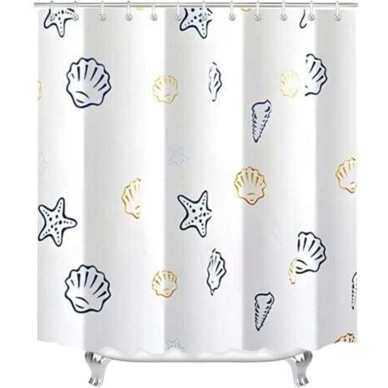 [niemals Verwendet] Duschvorhang 80 X 180 Cm – Meeresmotiv – Beschwerter Saum – Schimmelresistent – Wasserdicht – Waschbar – Polyester – Mit Ösen Und 8 Duschvorhangringen – Fürs Badezimmer