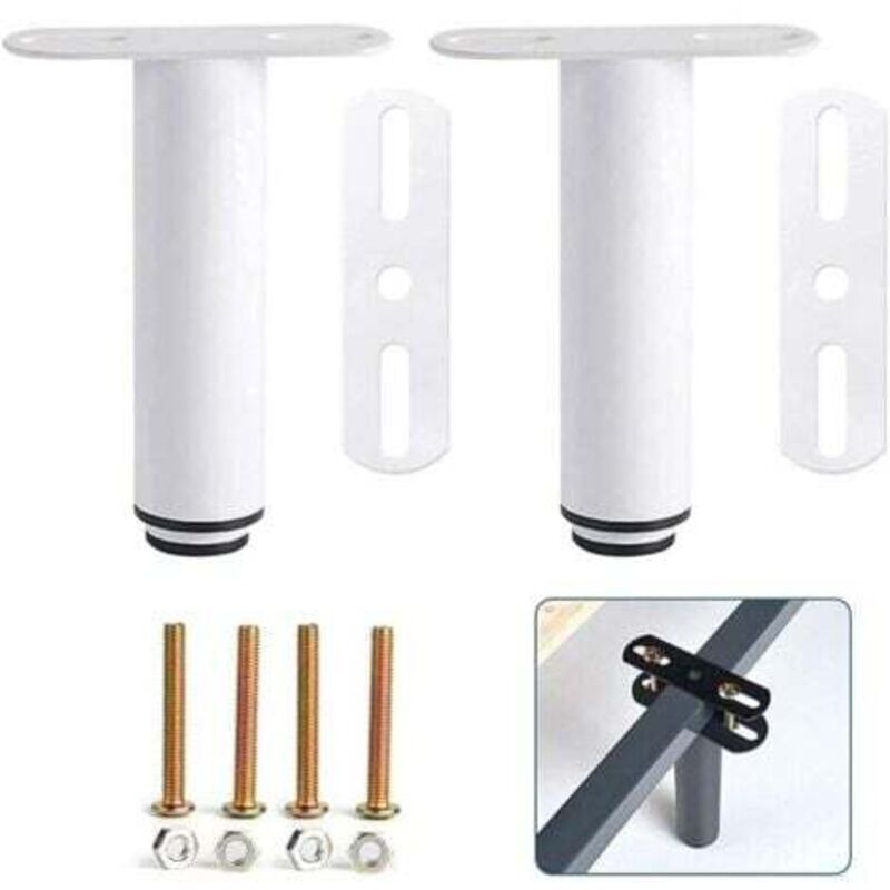 [niemals Verwendet] Set Mit 2 Verstellbaren Bettbeinen (18–33 Cm), Weiß, Für Lattenroste, Möbelfüße Für Kleiderschrank Und Sofa