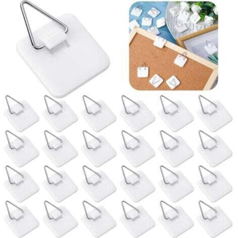 [niemals Verwendet] Packung Mit 25 Selbstklebenden Schaumstoffplatten-fotohaken, Keine Nägel Erforderlich, Zur Wanddekoration, Für Bilderrahmen, Badezimmer, Schränke (quadratisch)