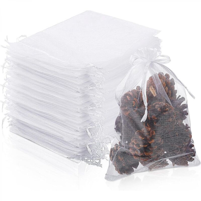 [niemals Verwendet] Packung Mit 100 Weißen Obstbaumnetzen (15 X 20 Cm), Netze Zum Schutz Von Früchten, Wiederverwendbare Organzabeutel