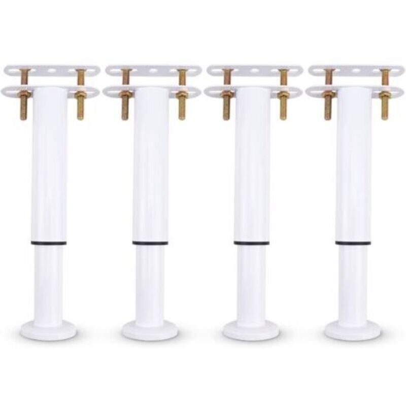 [niemals Verwendet] Set Mit 4 Verstellbaren Metall-bettfüßen, Einziehbar, Robust, Für Kleiderschrank, Sofa, Bettgestell, Ersatzteile Für Betten Von 18 Bis 32 Cm (weiß, 4er-set)