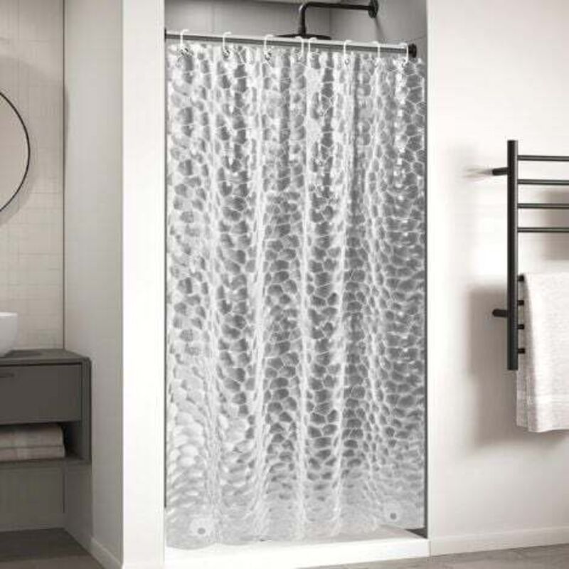 [niemals Verwendet] Anti-schimmel-duschvorhang 120 X 180 Cm, Wasserdicht, Waschbar, Aus Eva-material, Mit 8 Ringen