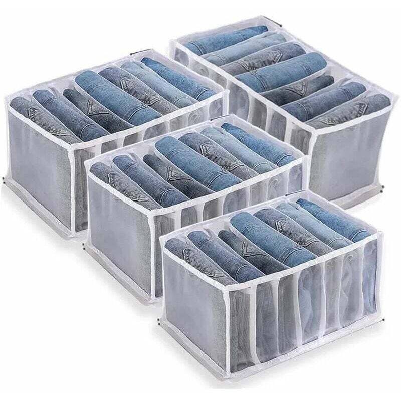 [niemals Verwendet] 4-teiliges Aufbewahrungsbox-set Für Jeans, Kleiderschrank-organizer, Aufbewahrungsboxen Für Jeans, Schubladeneinteiler Aus Netzgewebe Für Kleidung Und Hosen