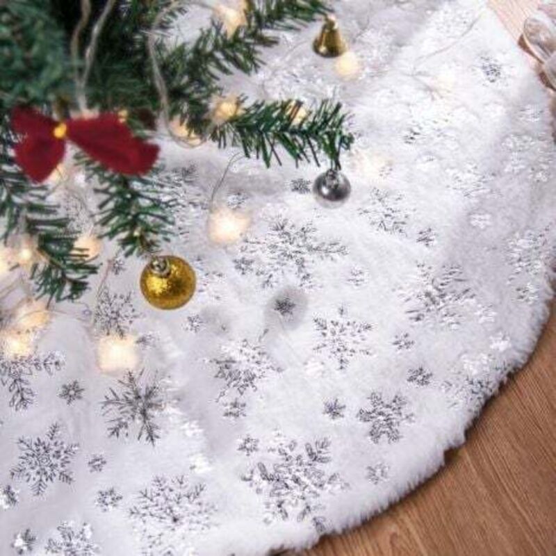 [niemals Verwendet] 90 Cm Weihnachtsbaumdecke, Weihnachtsbaumunterlage, Große Silberne Schneeflocken-weihnachtsbaum-basisabdeckung, Weihnachtsbaumdecke
