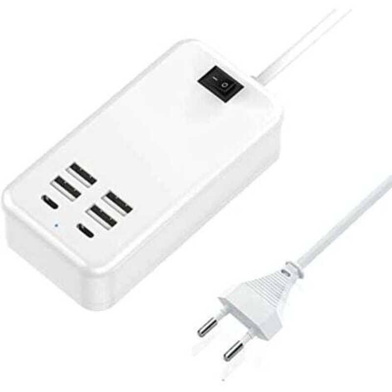 [niemals Verwendet] Usb-c, 6-port-usb-ladegerät, 2 Usb-c-anschlüsse + 4 Usb-a-anschlüsse, Multi-usb-ladegerät Kompatibel Mit Mehreren Geräten Wie Iphone/samsung/tablet