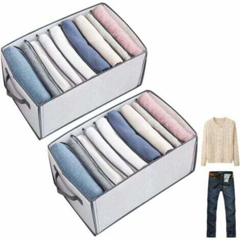 [niemals Verwendet] 2-teiliges Kleiderschrank-organizer-set Mit Schubladen, Faltbare Und Verstärkte Aufbewahrungsbox Für Hosen, Jeans, T-shirts Und Unterwäsche