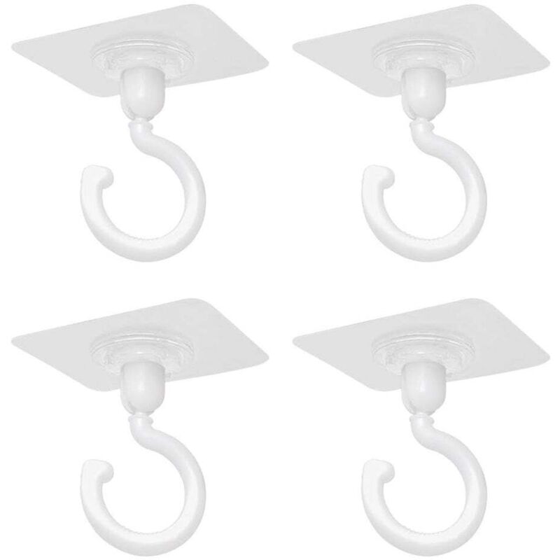 [niemals Verwendet] 4er-pack Nahtlose Wandhaken, 360° Drehbare Deckenhaken, Handtuchhaken, Wasserfeste, Selbstklebende Haken, Weiß