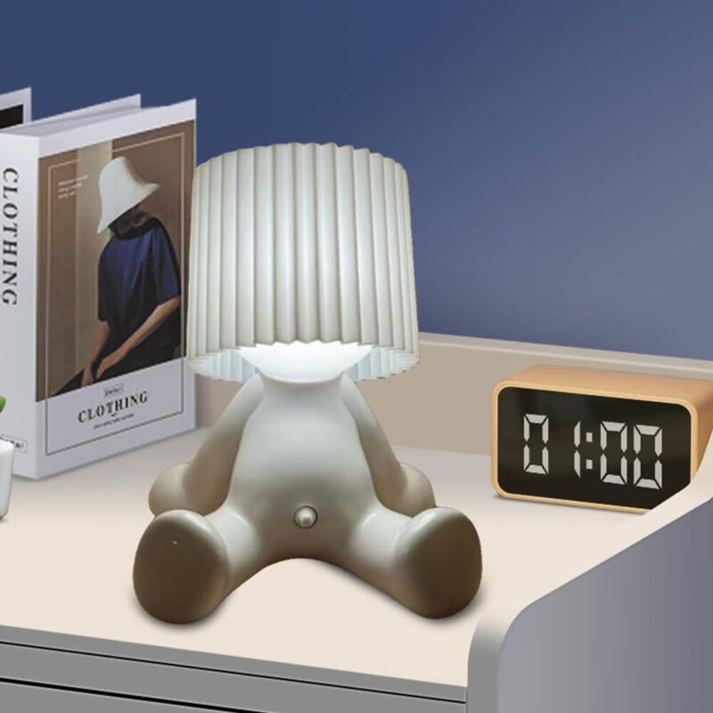 [niemals Verwendet] Lustige Led-tischlampe, Tischlampe „schüchterner Mann“, Romantische Nachttischlampe, Warmes Licht, Geeignet Fürs Schlafzimmer (weiß)