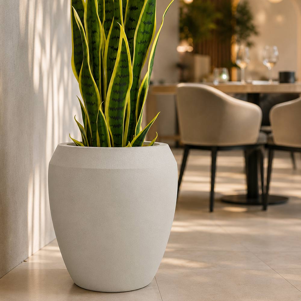 Pflanztopf Aus Hochdichtem Hdpe-polyresin, Conchino Beige, Höhe 30,5 Cm