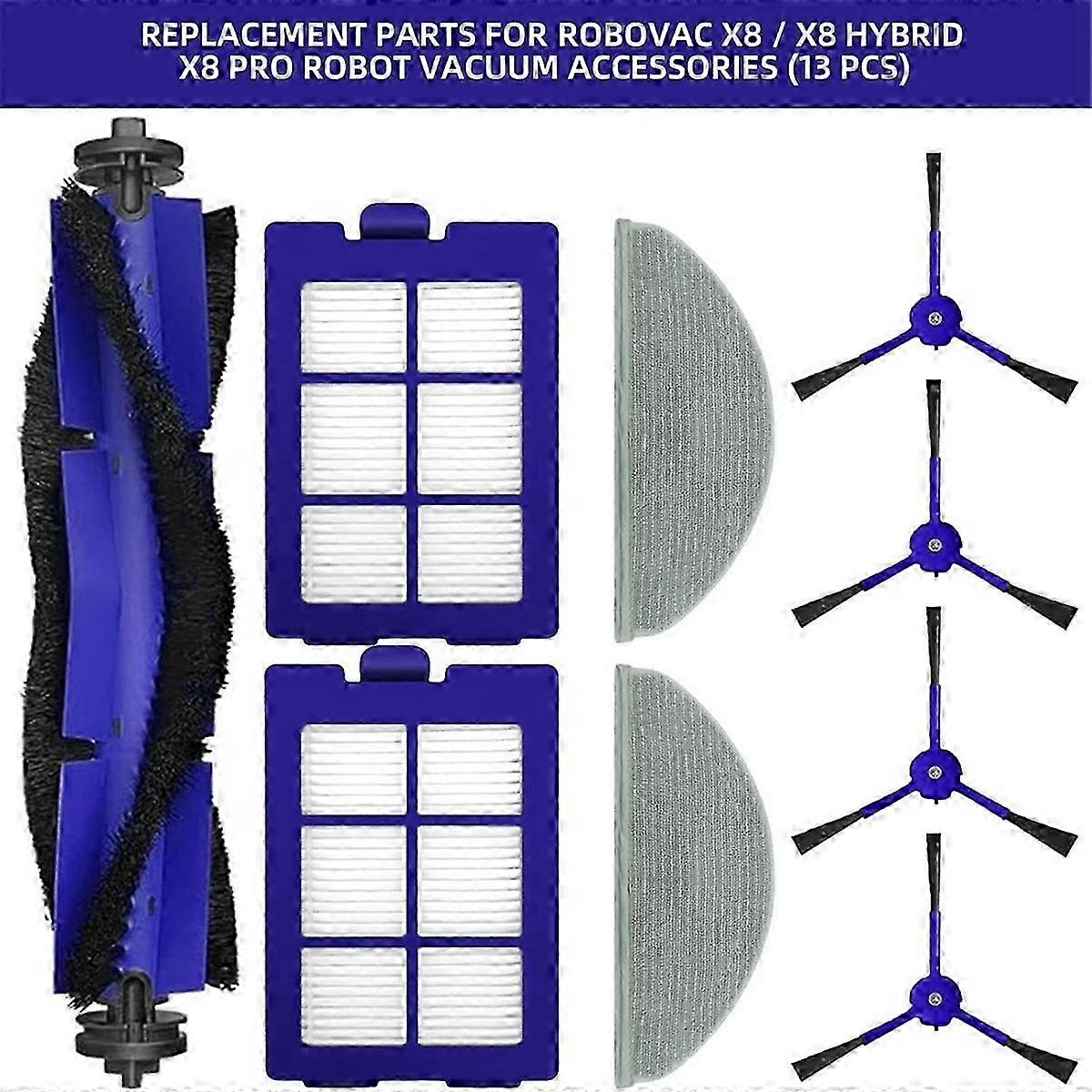10-teiliges Zubehörset Für Robovac X8 & X8 Hybrid Staubsauger: Haupt- Und Seitenbürste, Hepa-filter, Wischtuch (edition 0710)