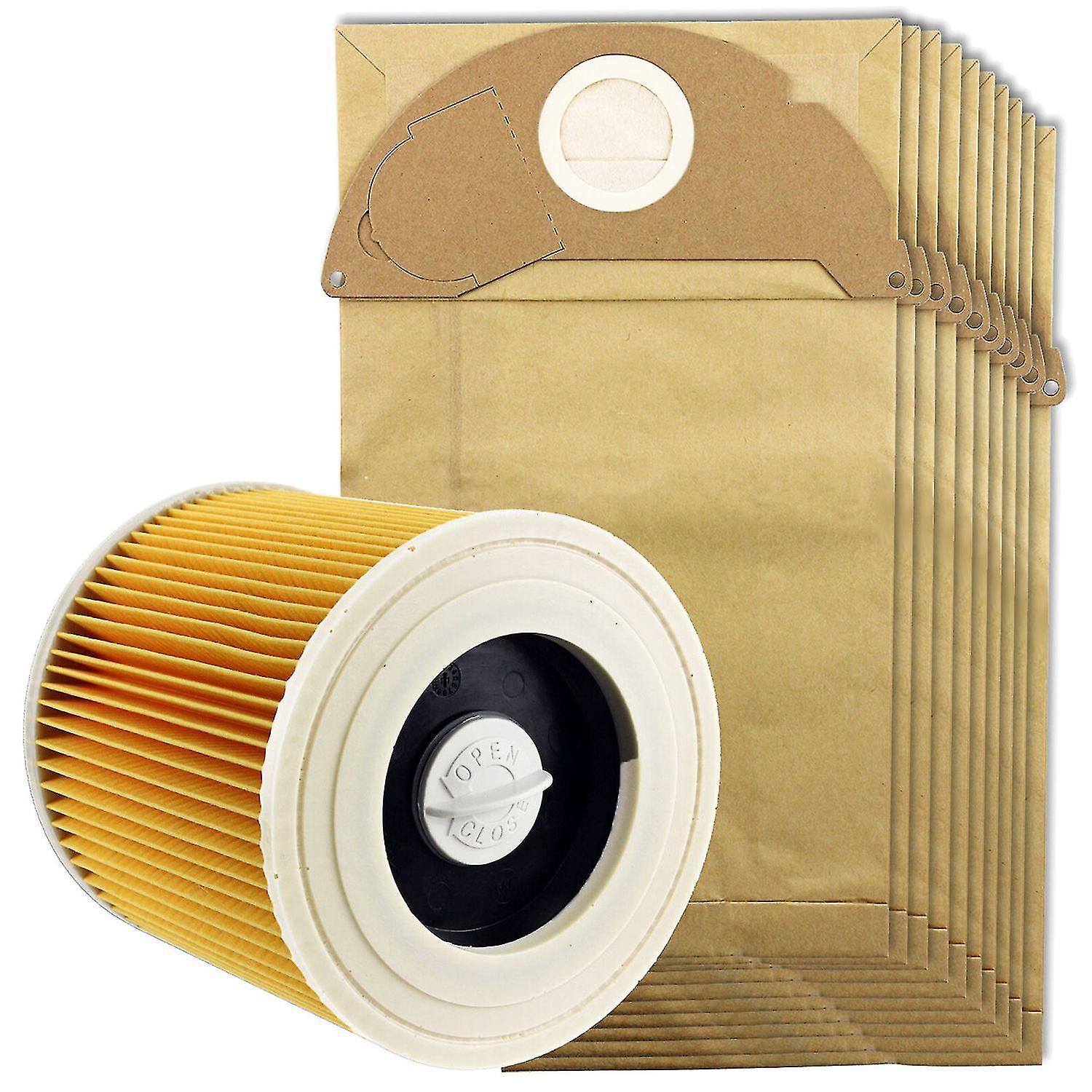 Filter Und 10 Staubbeutel Für Kärcher Nass- Und Trockensauger Wd2