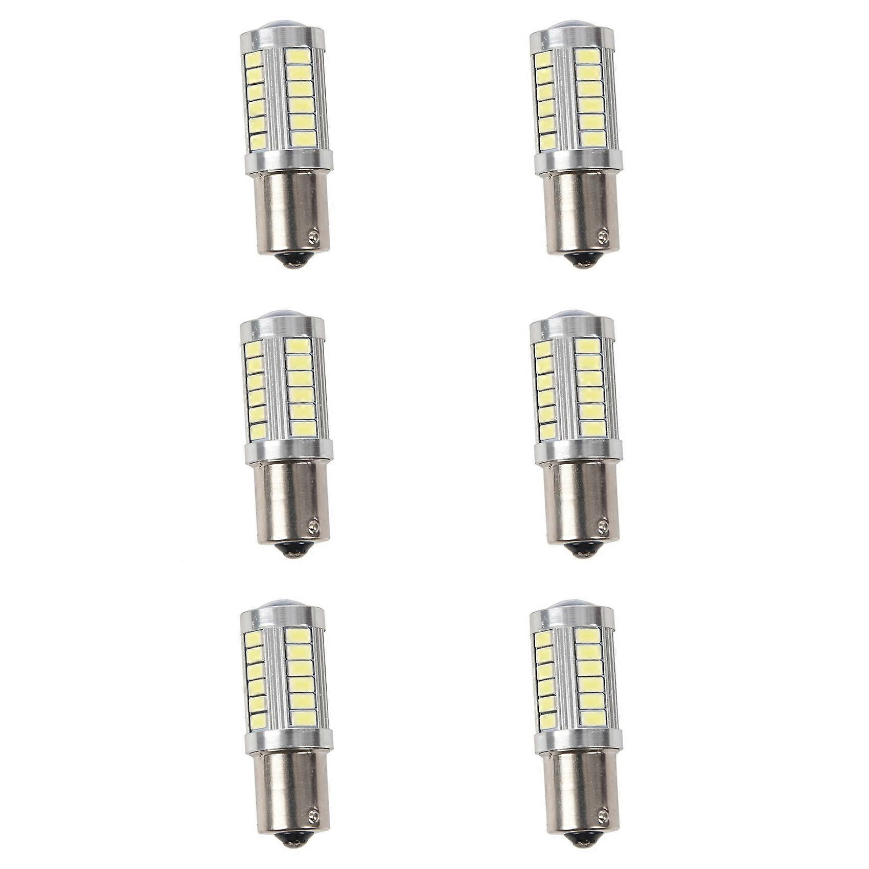 6x Ba15s 12v Weiße Led-seitenlicht-blinker-autolampe 1156 P21w Silber 33-led()