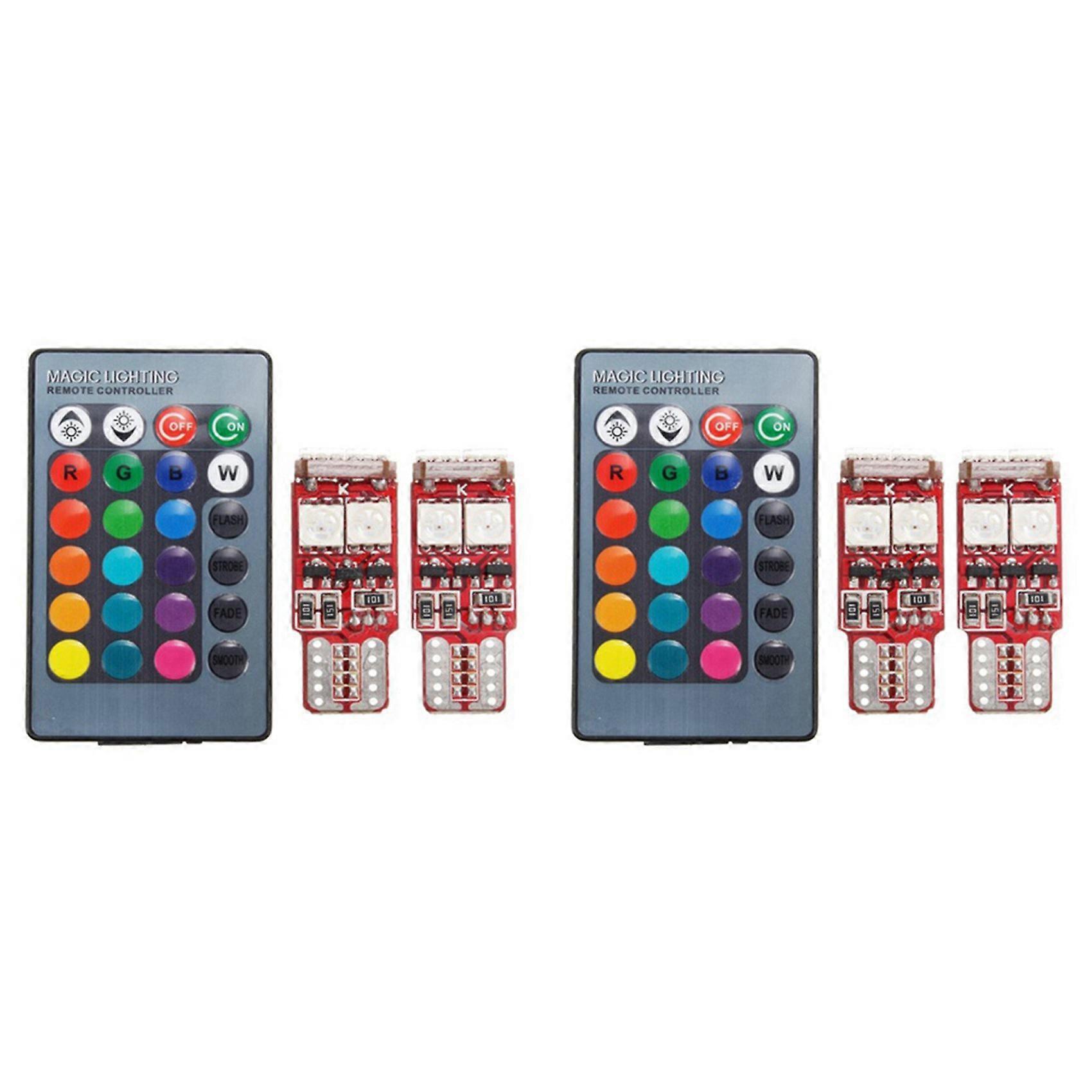 Set Mit 4 Rgb T10 W5w Led-lampen Mit Fernbedienung Für Die Fahrzeuginnenbeleuchtung ()