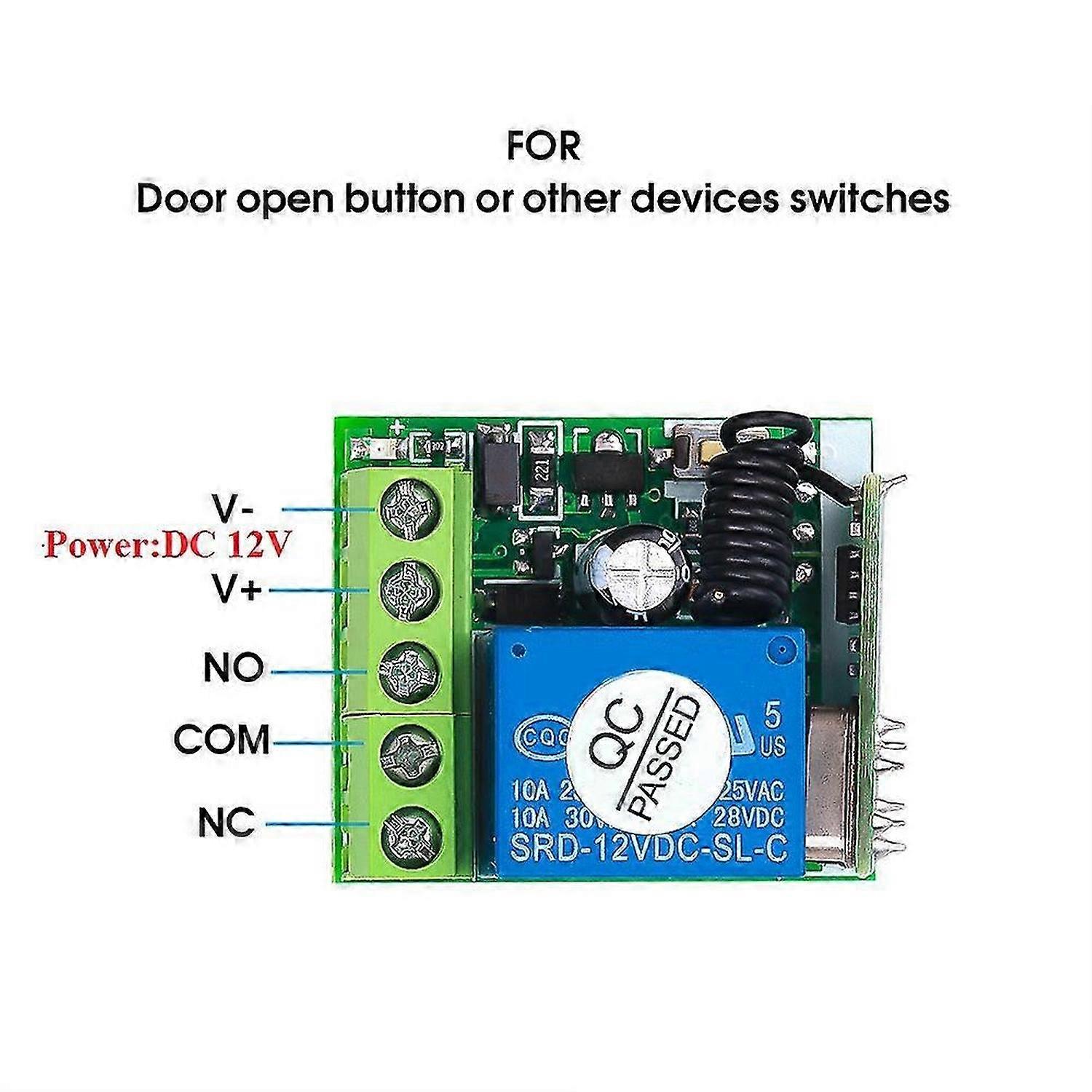 Dc 12v 1ch Rf-relaisempfänger 433mhz Universeller Drahtloser Fernbedienungsschalter 433 Mhz Mitter But