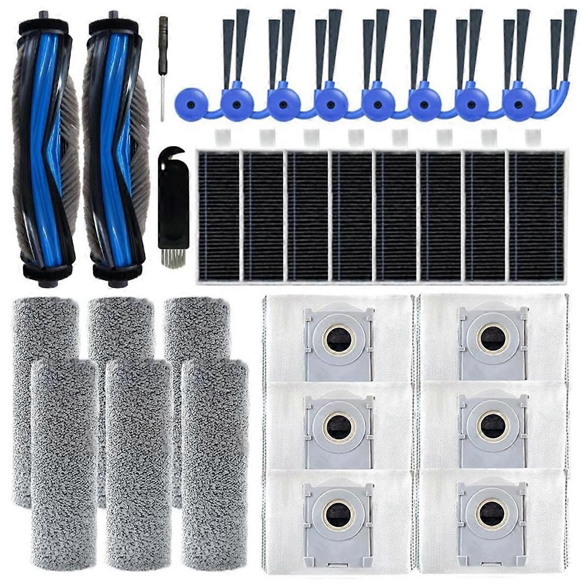 32-teiliges Zubehörset Für X9 Pro Omni/x9 Pro Saugroboter: Hauptbürste, Staubbeutel, Walze, Tuch Und Filter.