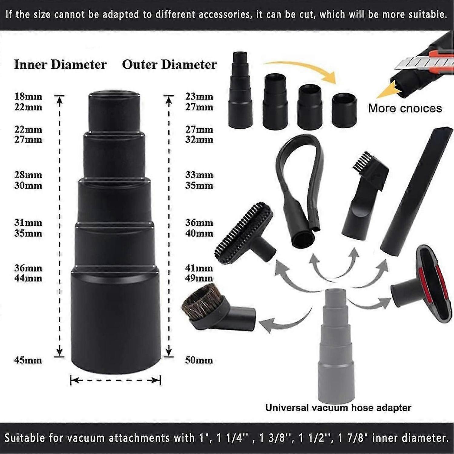 Universelles Staubsauger-aufsatzset, Nass-/trockensauger-schlauchadapter Aus Kunststoff, 1-1/4-zoll-staubsauger-zubehör
