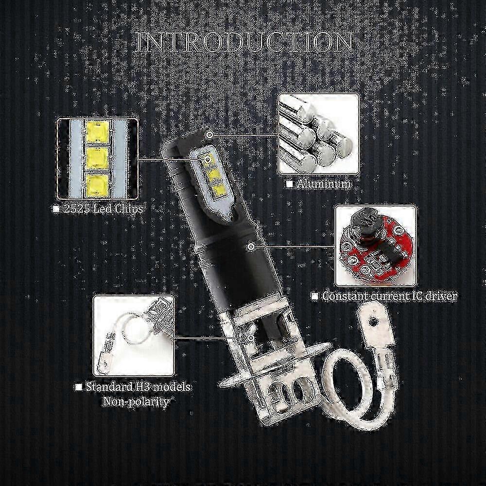 H3 Led-scheinwerferlampen-set 6000k Weiß - 160w 6000lm Für Fernlicht & Nebelscheinwerfer - 2525 Chips - Auto 12v Edition 0619