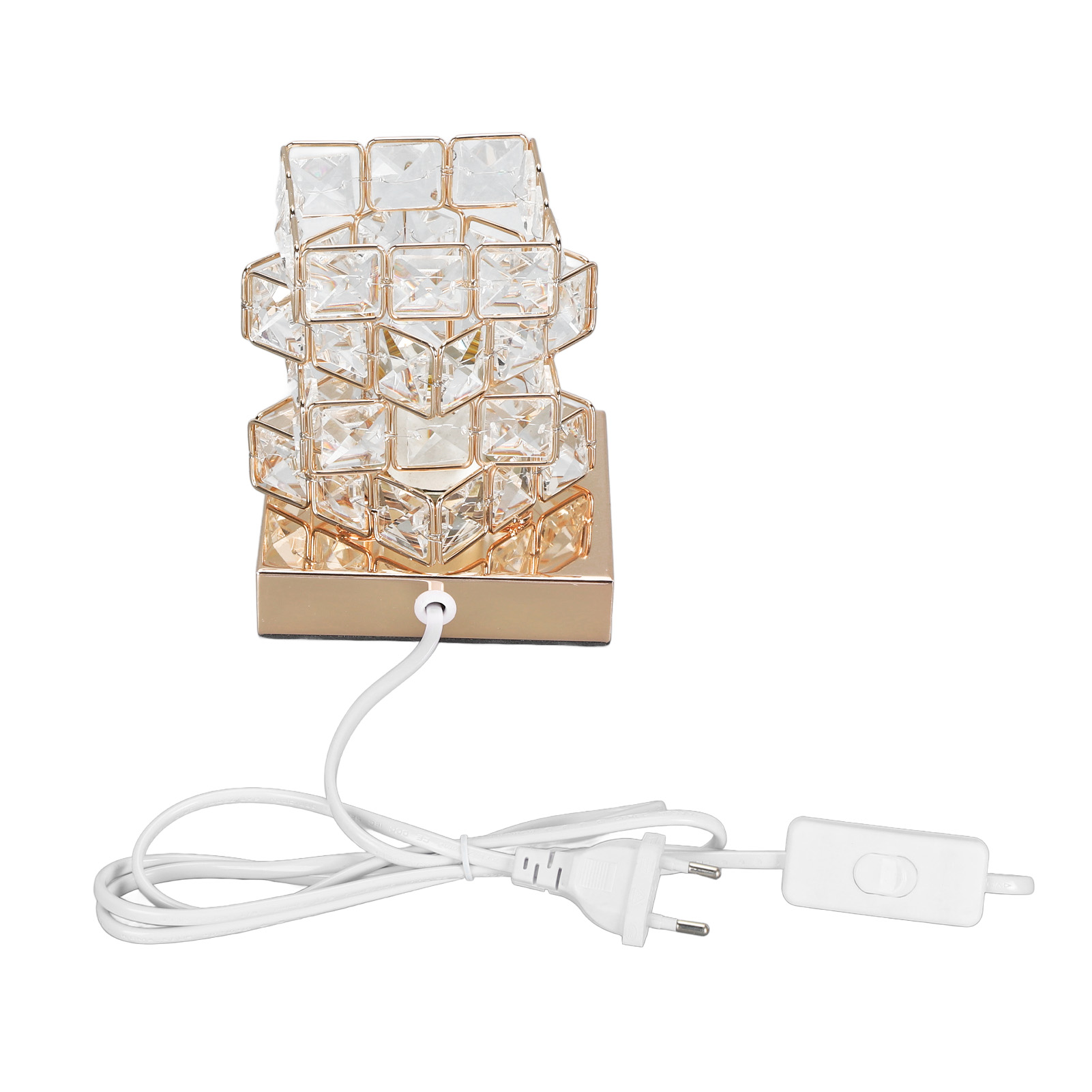 Toivize Kristall-tischleuchte, Minimalistisches Design (e27/e26), Berührungsschalter, 14 Cm Quadratischer Sockel Für Schlaf-/wohnzimmer