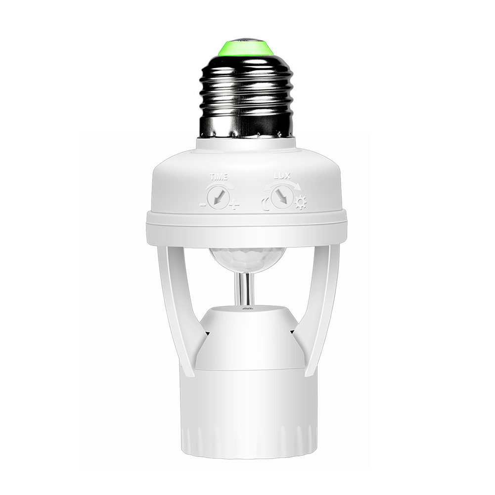 Adaptateur E27 Détecteur Mouvement Infrarouge 360° Minuterie Réglable Détection Jour/nuit Pour Ampoule Led Halogène