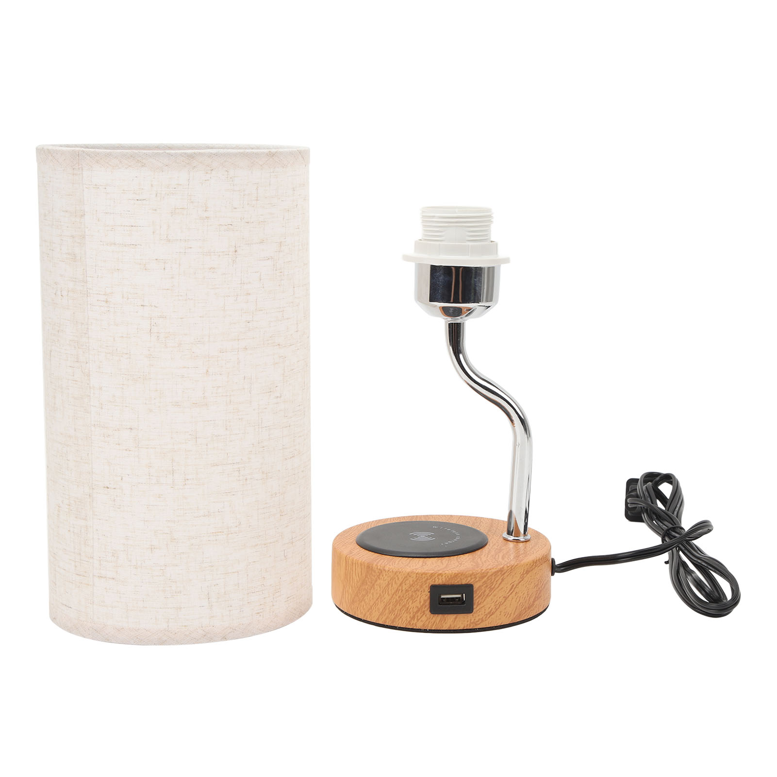 Moderne Led-tischleuchte Mit Qi-wireless-ladegerät Und Usb-anschluss, Dimmschalter, Abs-gehäuse Für Schlafzimmer, Büro, Wohnzimmer