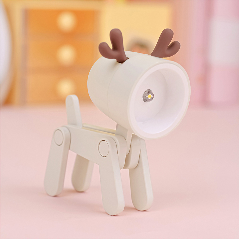 Veilleuse Led Kawaii Biche Beige - Lampe De Bureau Décorative Et Support Smartphone, Design Mignon Et Lumière Chaude Apaisante Pour Chevet