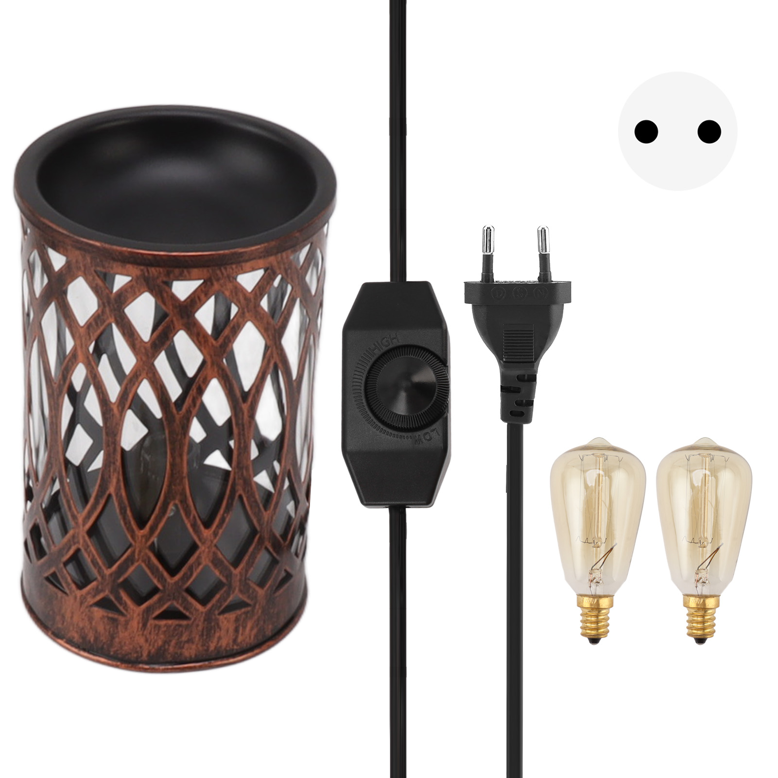 Elektrische Wachswärmerlampe – Toivize – Retro-modell – Eisen & Glas, Verstellbar, Flammenlos, Warmes Ambiente, Duftdiffusor