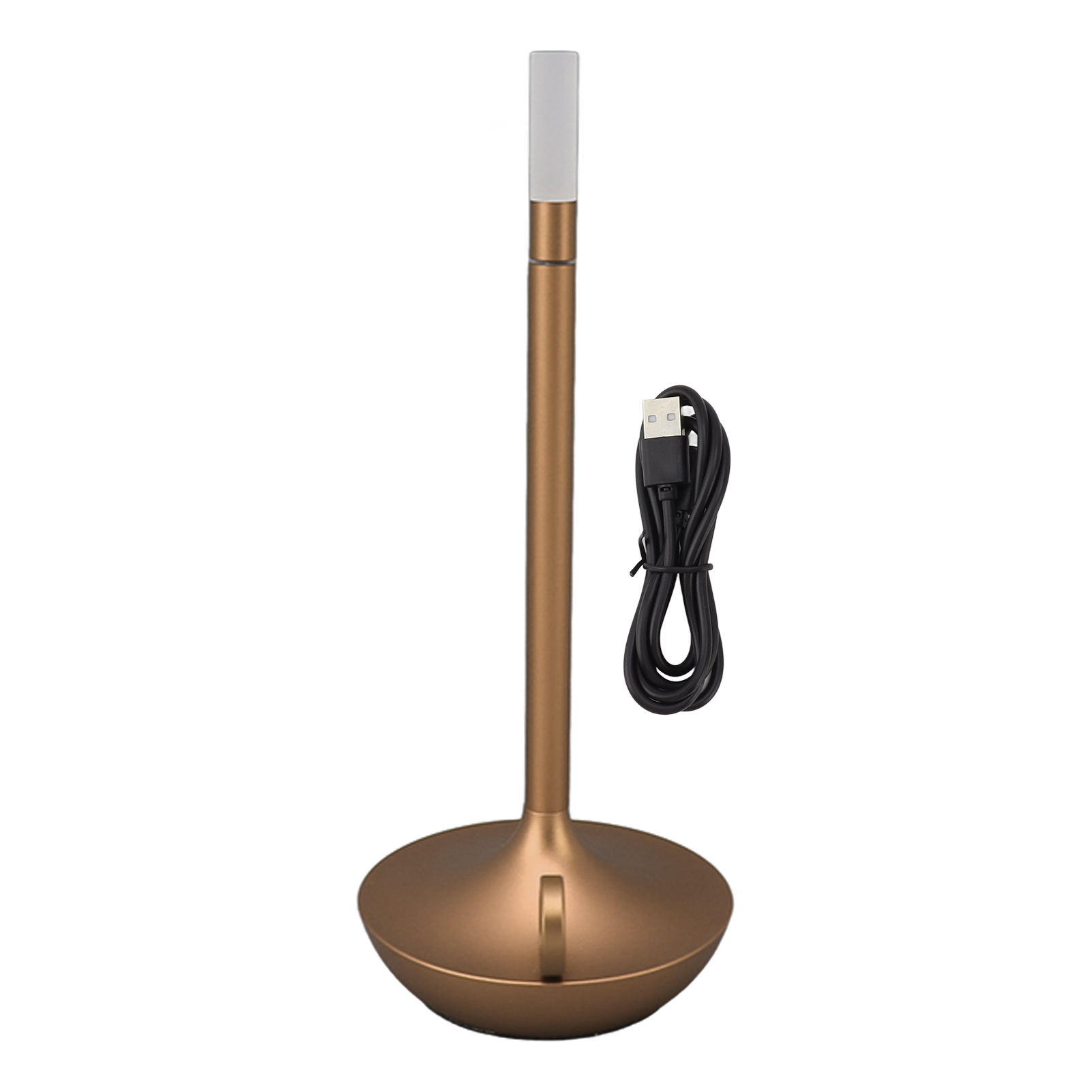 Kabellose Led-tischleuchte, Goldfarbenes Aluminium, Usb-c-aufladbar, 3 Helligkeitsstufen, Touch-bedienung, Elegantes Kerzen-design, Höhe 25,5 Cm