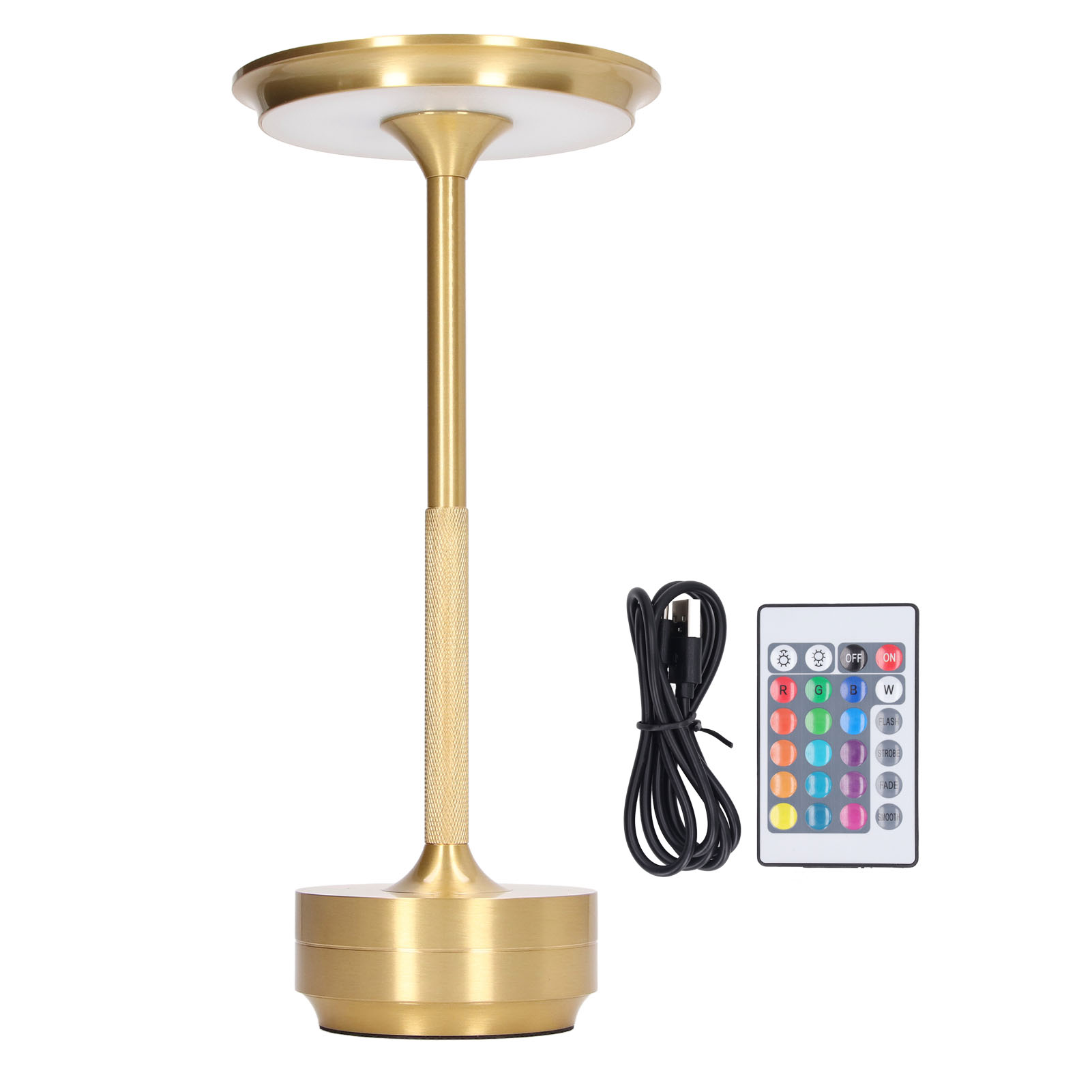 Orviai Rgb 16-farben Wiederaufladbare Kabellose Led-schreibtischlampe, Goldfarbenes Metall, Inklusive Fernbedienung, Elegantes Modernes Design