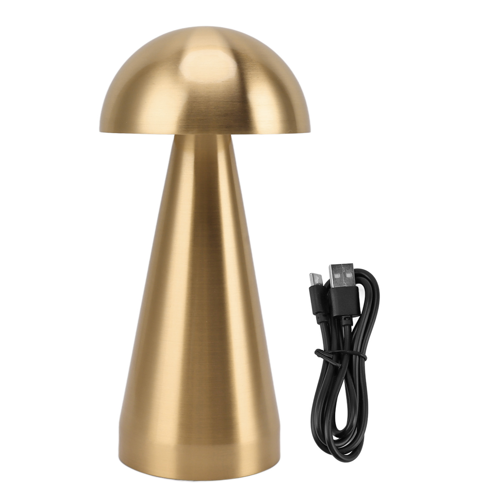 Wiederaufladbare, Kabellose Led-pilz-tischleuchte, Goldfarben, 3 Farbtemperaturen, Per Berührung Dimmbar, 21 Cm, 1800-mah-akku