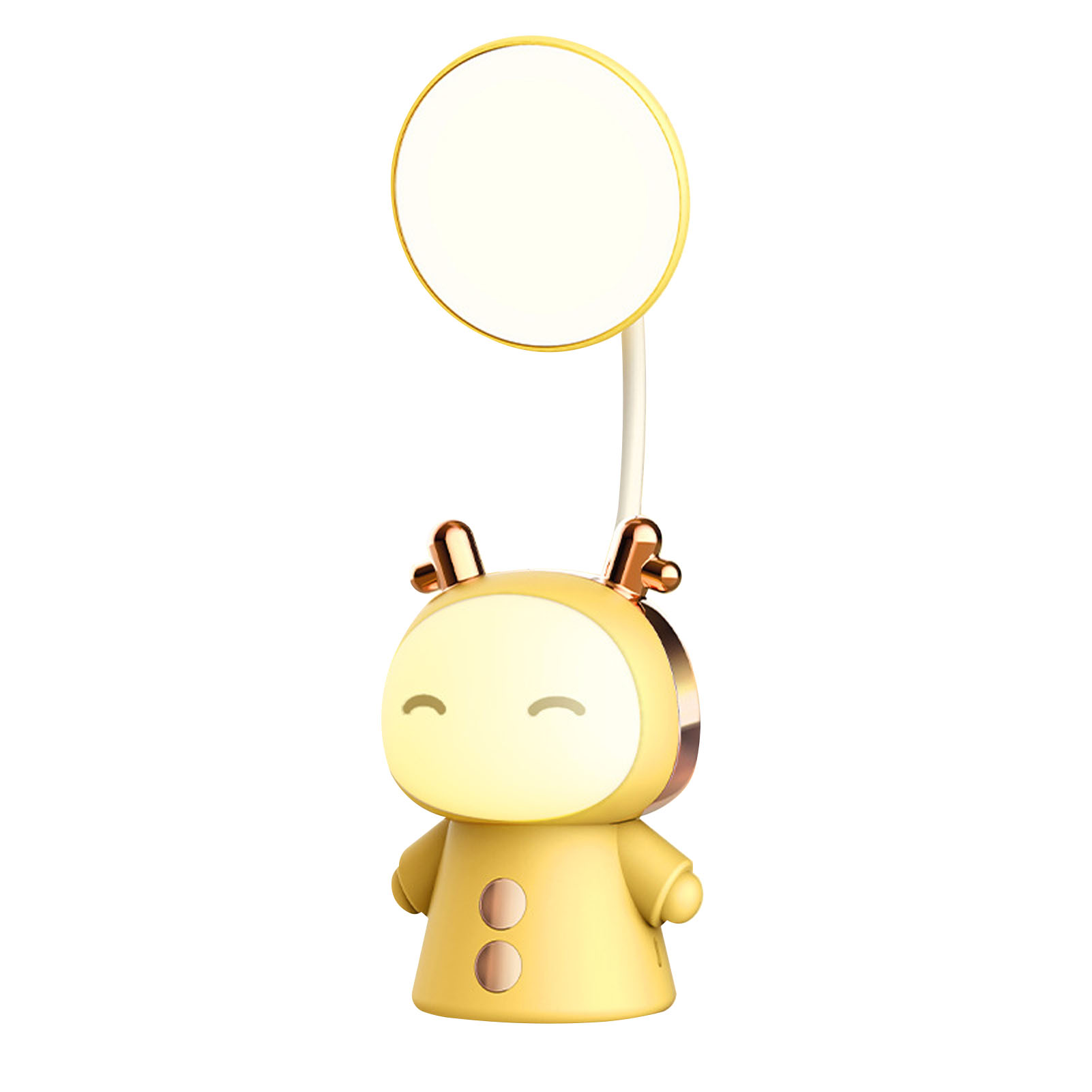 Wiederaufladbare Led-schreibtischlampe Mit Usb-anschluss, Cartoon-design, Schwanenhals, 360°-augenschutz, 3 Helligkeitsstufen, Weiches Licht, Flimmerfrei, Zitronengelbes Abs