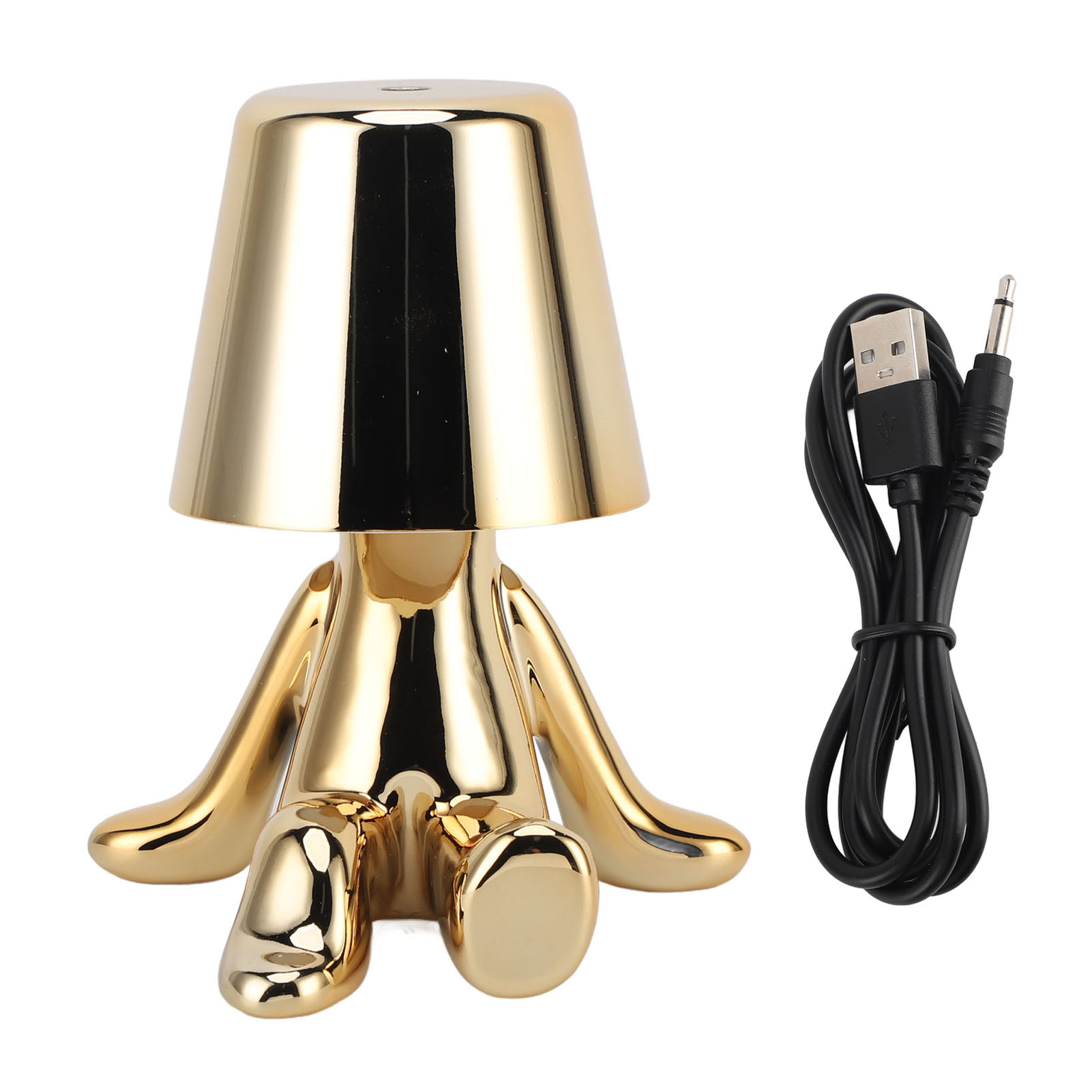 Goldene Led-schreibtischlampe Mit Touch-funktion – Modell D – Design In Form Einer Denkerstatue, Usb-aufladbar, 3 Beleuchtungsmodi, Abs Und Kunstharz