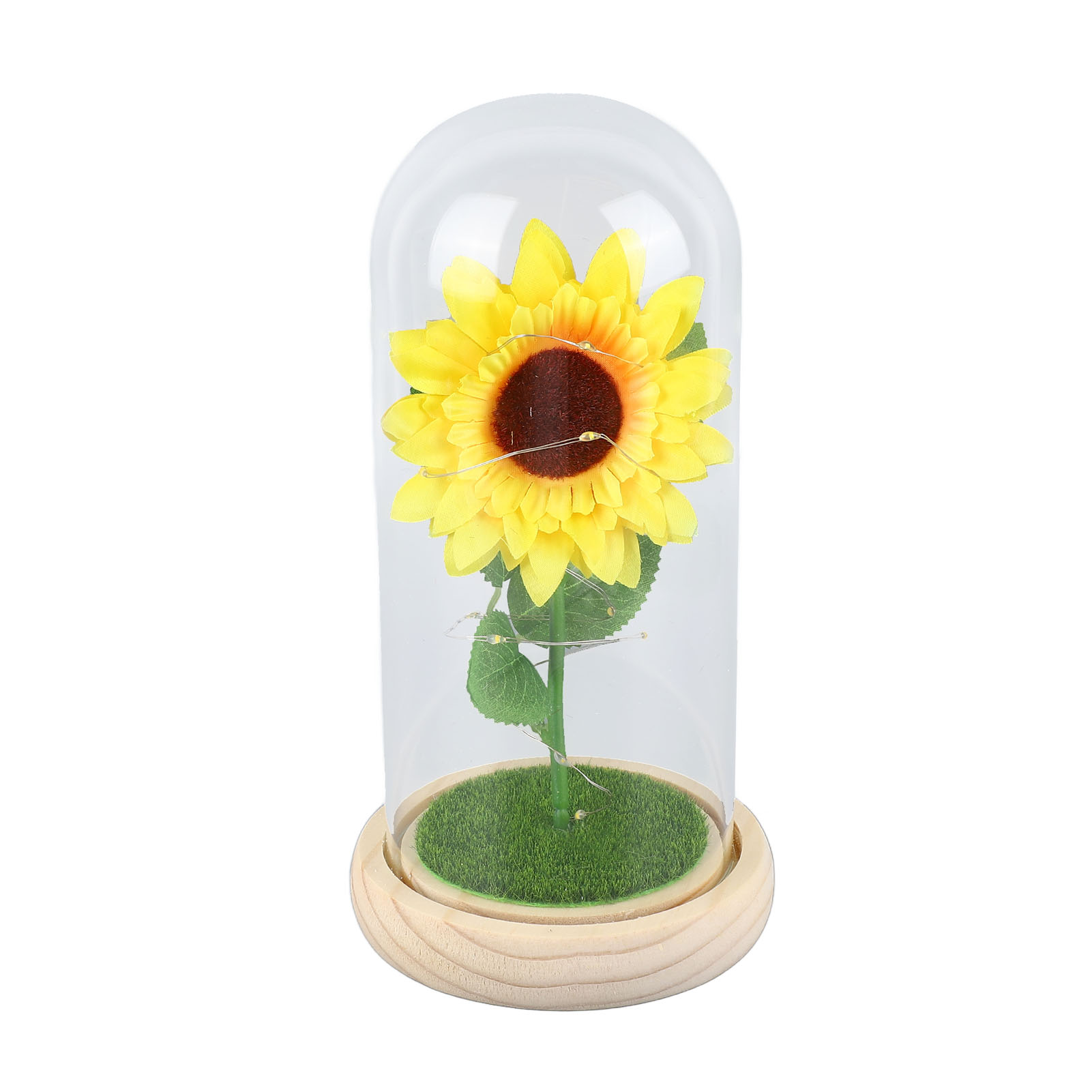 Dekorative Ewige Sonnenblumenlampe Unter Einer Glaskuppel Mit Integrierter Led – Ideales Romantisches Geschenk Für Den Innenbereich