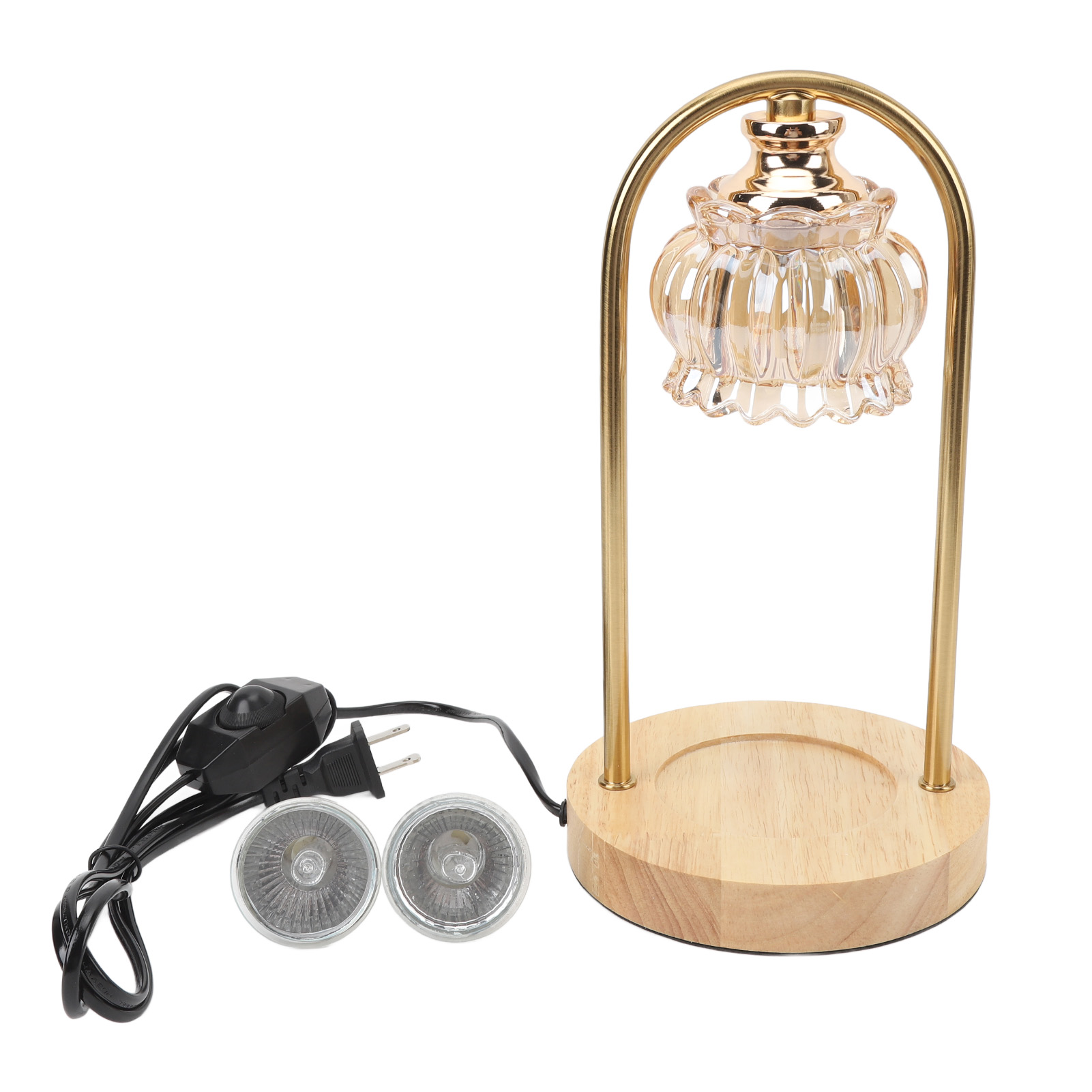 Toivize 2x50w Dimmbare Elektrische Wachswärmerlampe Mit Glasschirm, Holzsockel, Duftkerzenhalter, Nordisches Design