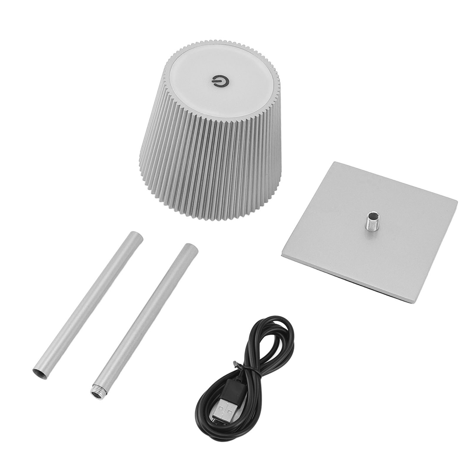 Kabellose Tischleuchte Von Toivize, Wiederaufladbare Led, 3600 Mah, Silberfarben, Elegantes Design, 34 Cm Hoch, Stufenlose Touch-beleuchtung
