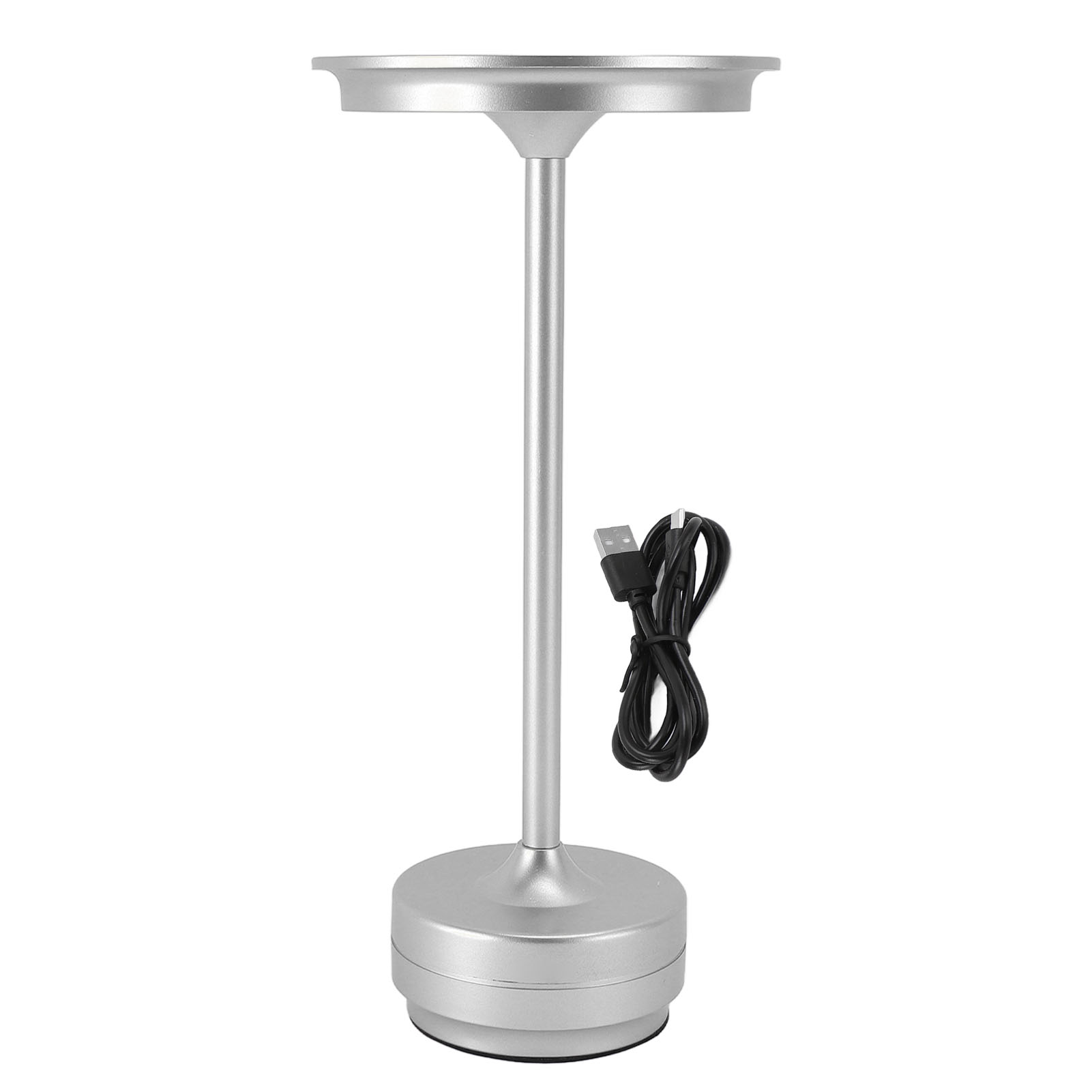 Wiederaufladbare, Kabellose Led-tischleuchte, Berührungsempfindlich, Dimmbar, 3 Farbtemperaturen, Silbernes Aluminium, Ø 13 Cm, H 28 Cm