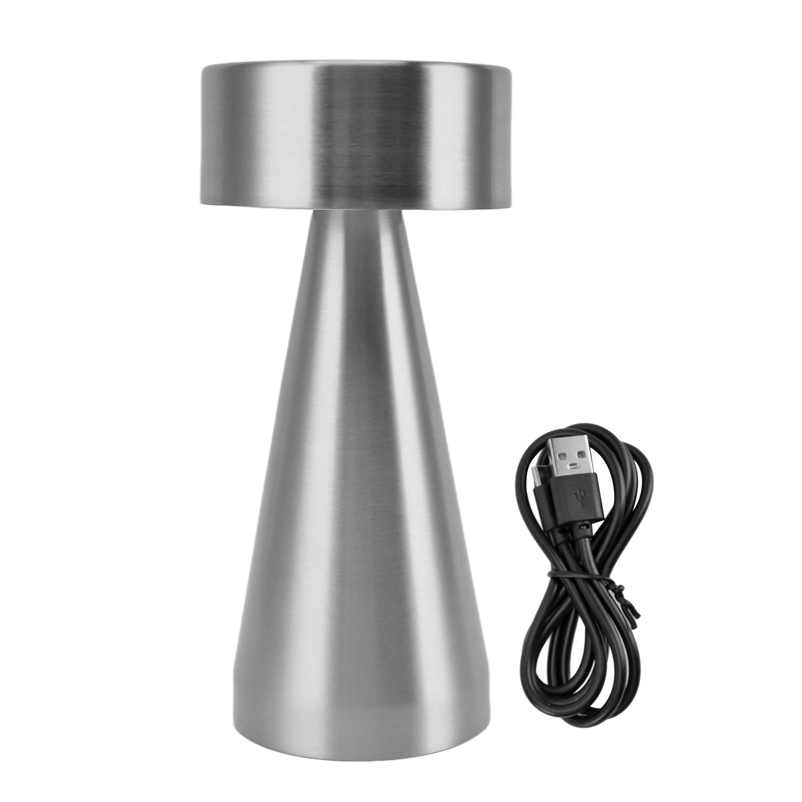 Tragbare, Berührungsempfindliche Led-schreibtischlampe Aus Silberfarbenem Metall, 3 Farbtemperaturen, Dimmbar, Usb-aufladbar, Modernes Design