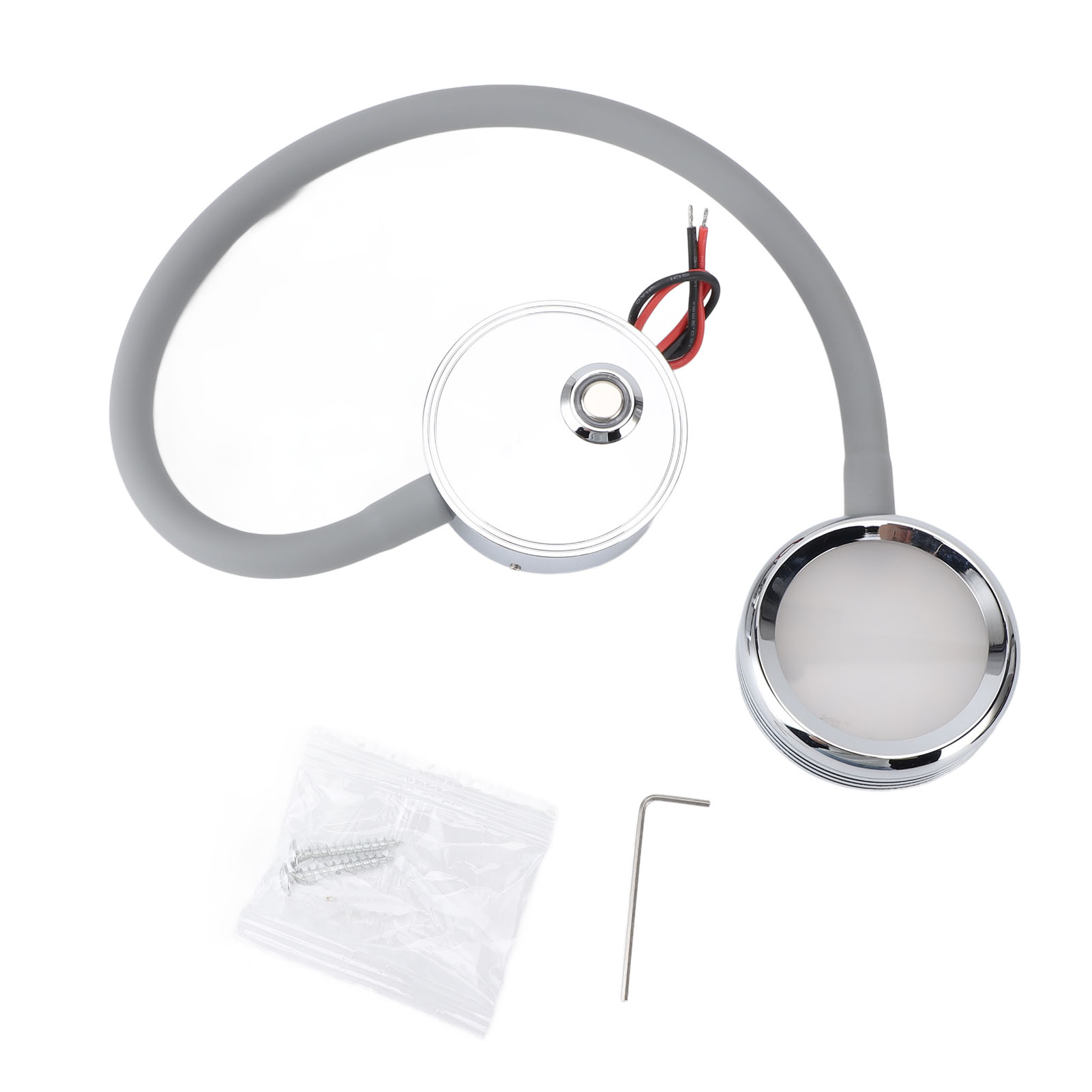 Lampe De Lecture Rv Col De Cygne Flexible Chromé Avec Port Usb Et Éclairage Rouge 625nm Pour Camping-car Bateau