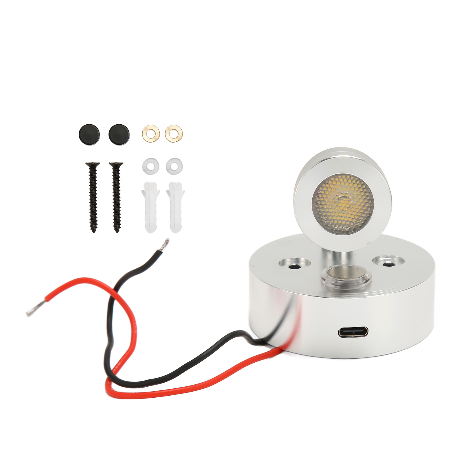Rv235 Silberne Aluminium-led-leselampe, 12–24 V, Usb-c, 3 Farben, 350° Schwenkbar, Für Wohnmobil, Boot