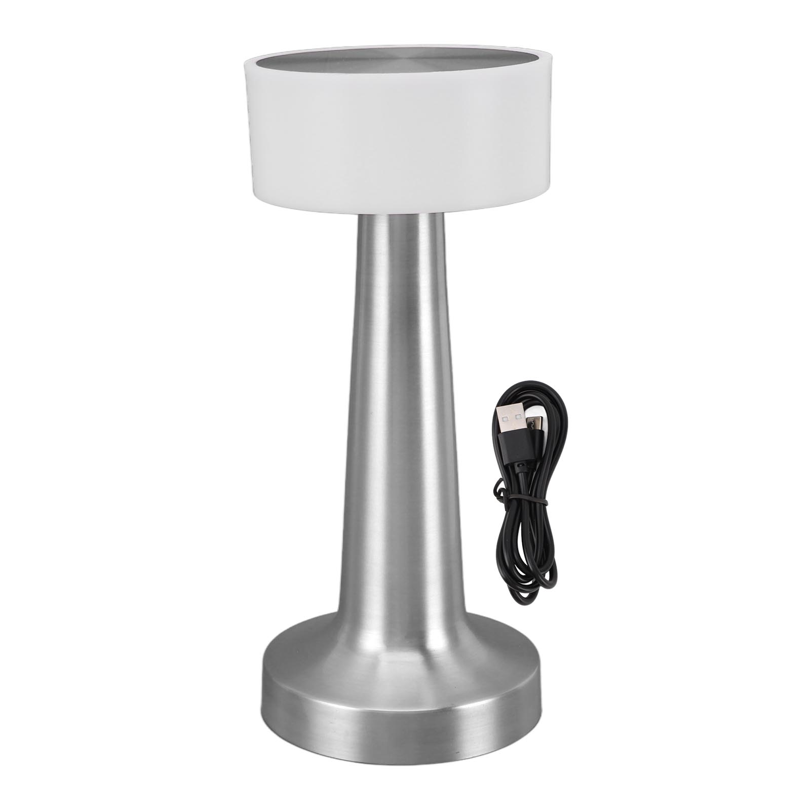 Kabellose Schreibtischlampe – Toivize Modell 21 Cm Silber – Elegantes Metalldesign, Integrierter 1800-mah-akku, Dimmbare Touch-beleuchtung