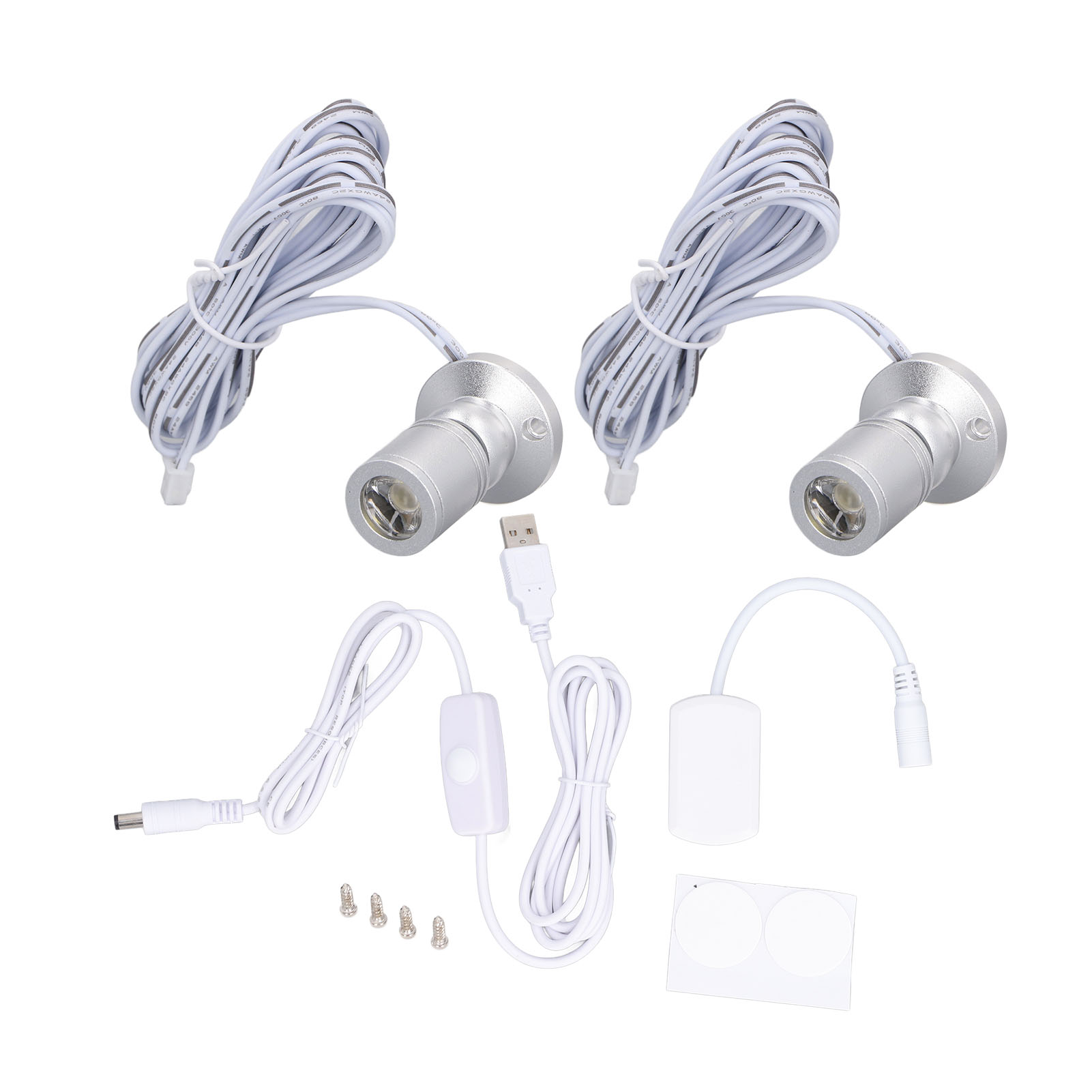 Toivize Mini-led-spot Mit Zwei Verstellbaren Köpfen, Silberfarbenes Aluminium, Usb 5v – Warmes Licht Für Schmuckpräsentationen Und Elegante Inneneinrichtung