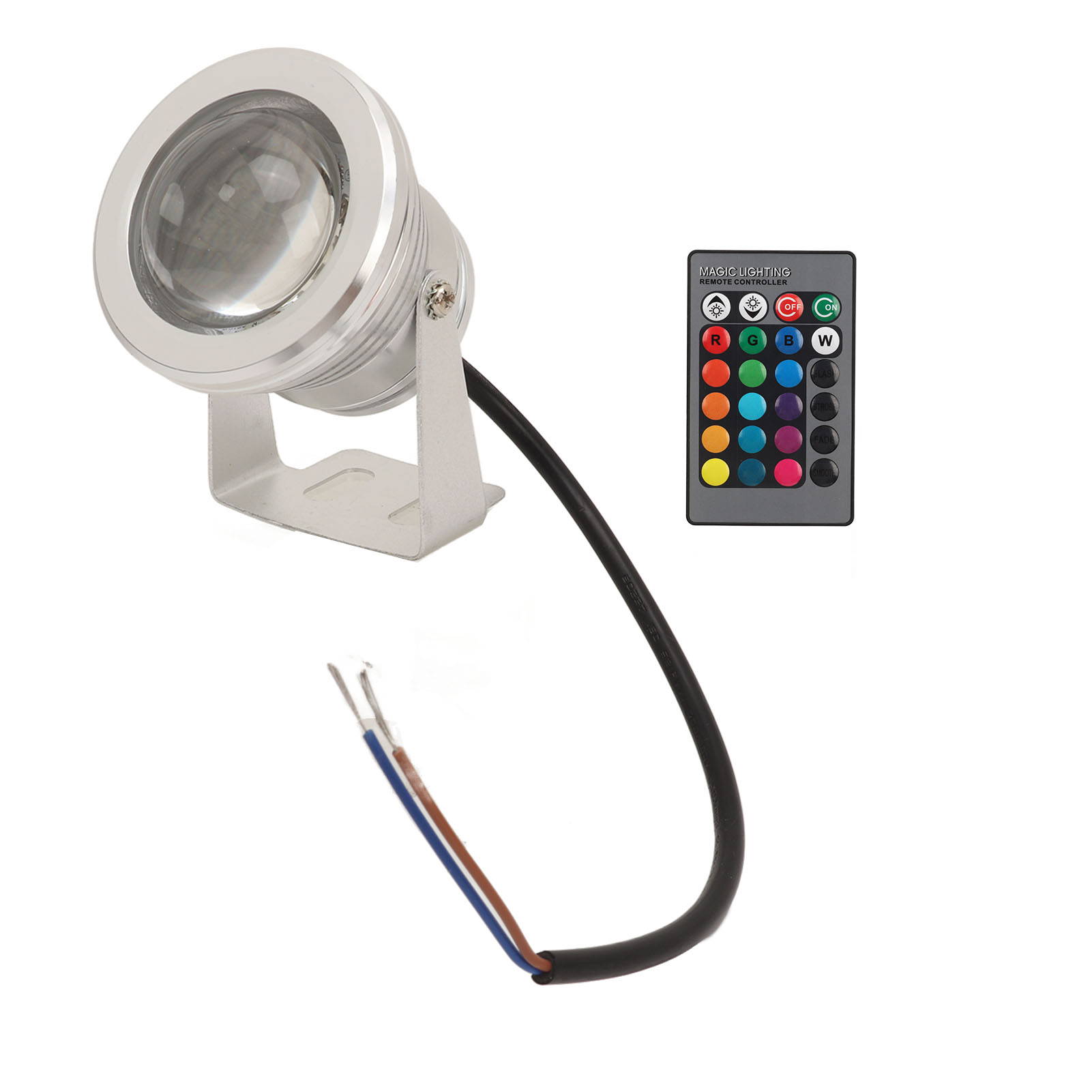 12v Rgb-led-teichstrahler, Ip65 Wasserdicht, 70x60mm Silberfarbenes Aluminium, Inklusive Fernbedienung, Dekorative Außenbeleuchtung