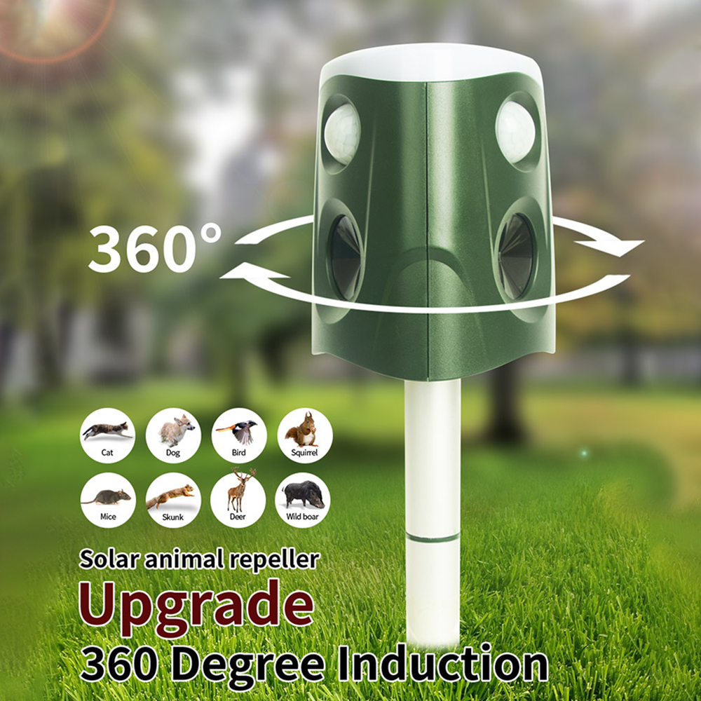 Zs-026 Ultraschall-sonnenschutzgerät Mit 360°-pir-sensor, Ip66 Wasserdicht, Grün, Für Den Garten